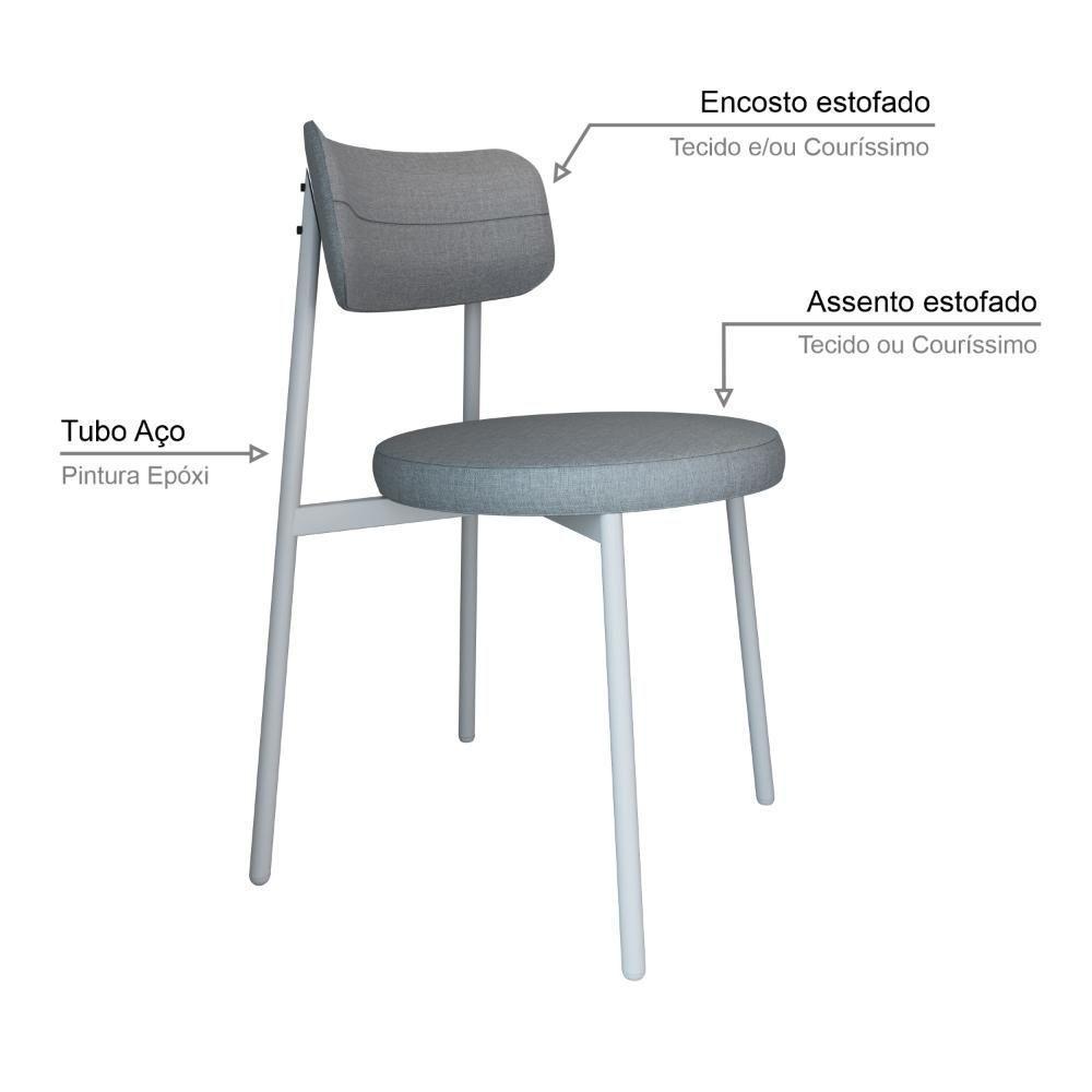 4 Unidades Cadeira Kyta Fixa C/4 Pés 50 X 44,7 X 83,8 Cm Pés Brancos. Corriente Cinza Claro Corriente Cinza Claro - 3