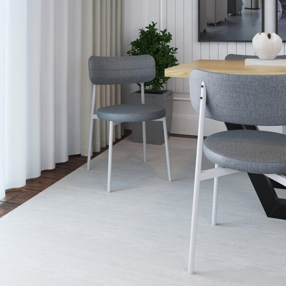 2 Unidades Cadeira Kyta Fixa C/4 Pés 50 X 44,7 X 83,8 Cm Pés Brancos. Corriente Cinza Corriente Cinza - 2