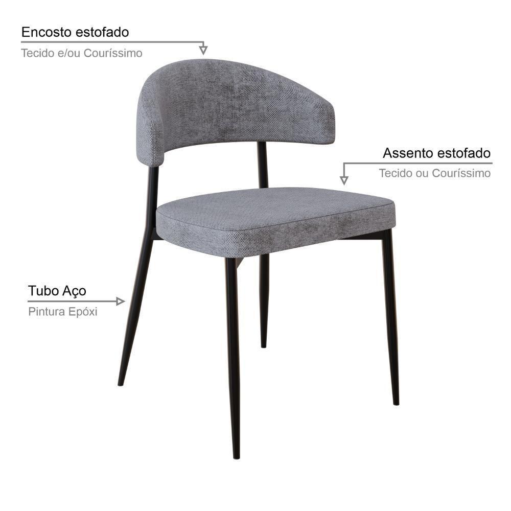 Cadeira Bless Fixa C/4 Pés 53 X 55 X 78cm. Lautrec Cinza Lautrec Cinza - 4
