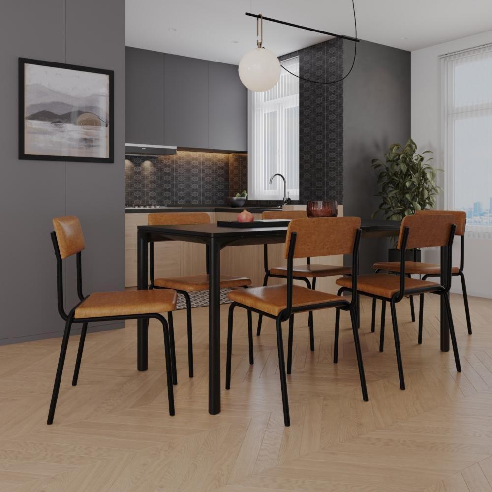 Cadeira Fit Fixa C/4 Pes 475 X 505 X 810 Mm C/4 Un. Courino Caramelo Courino Caramelo - 2