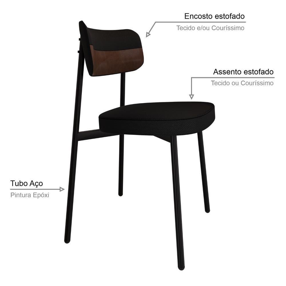 Cadeira Alloa Fixa C/4 Pés 50 X 44,7 X 83,8 Cm C/1 Un. Corriente Preto/courino Whisky Corriente Preto/courino Whisky - 3