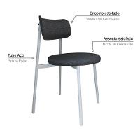 4 Unidades Cadeira Kyta Fixa C/4 Pés 50 X 44,7 X 83,8 Cm Pés Brancos. Corriente Grafite Corriente Grafite - 3