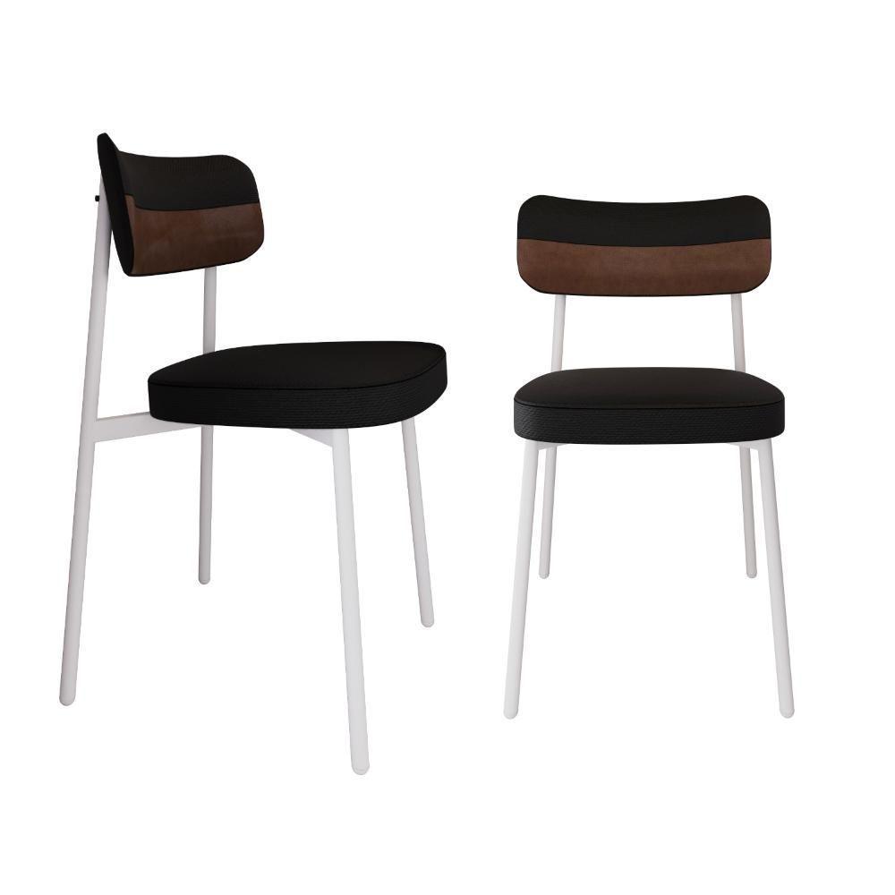 Cadeira Alloa Fixa C/4 Pés 50 X 44,7 X 83,8 Cm C/2 Un. Corriente Preto/courino Whisky Corriente Preto/courino Whisky - 1