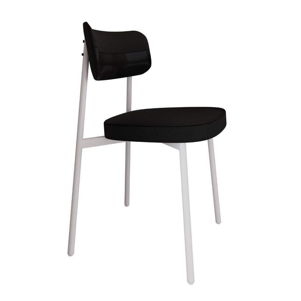 Cadeira Alloa Fixa C/4 Pés 50 X 44,7 X 83,8 Cm C/1 Un. Corriente Preto/courino Preto Corriente Preto/courino Preto - 1