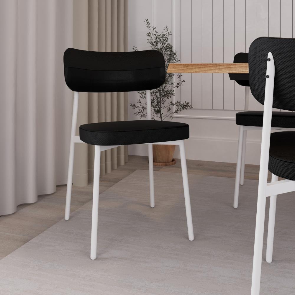Cadeira Alloa Fixa C/4 Pés 50 X 44,7 X 83,8 Cm C/1 Un. Corriente Preto/courino Preto Corriente Preto/courino Preto - 2
