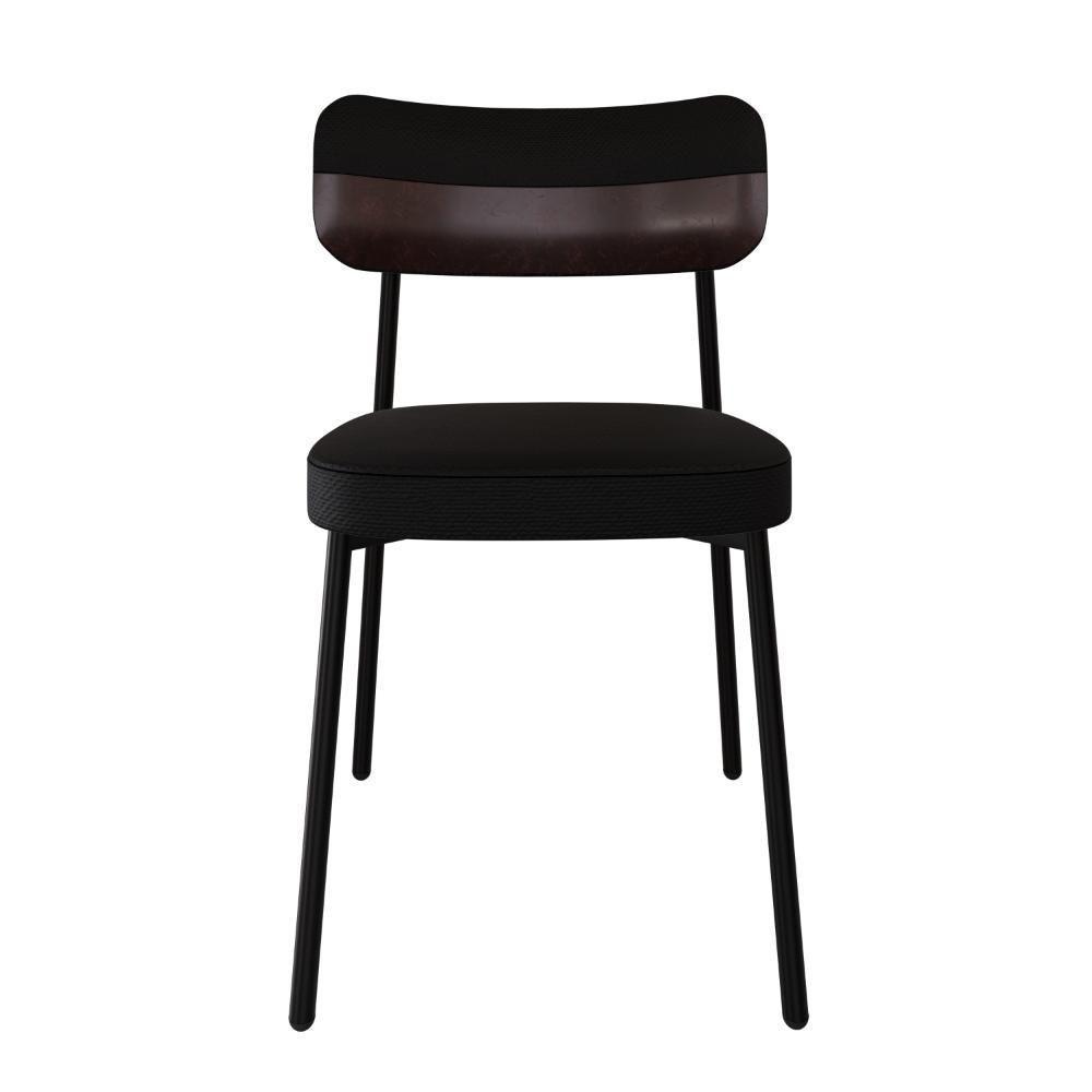 Cadeira Alloa Fixa C/4 Pés 50 X 44,7 X 83,8 Cm C/4 Un. Corriente Preto/courino Café Corriente Preto/courino Café - 5