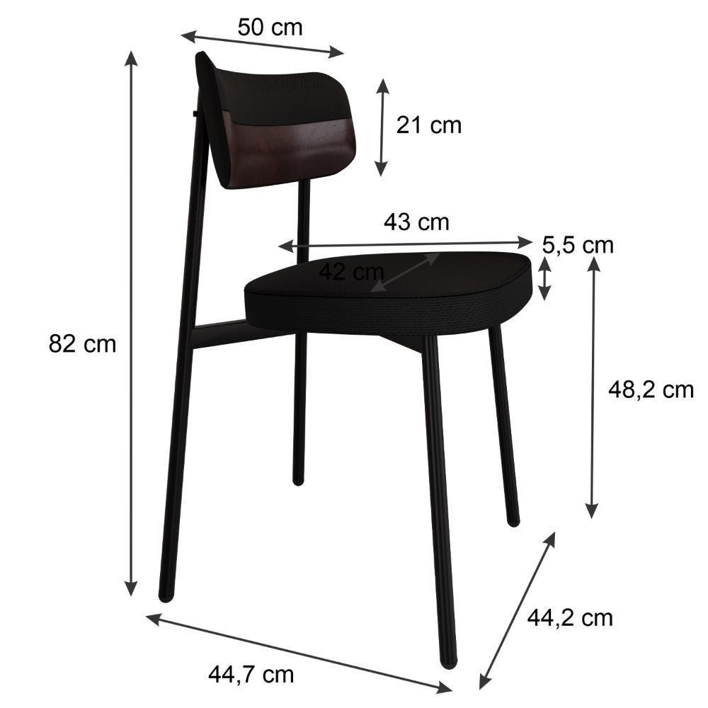 Cadeira Alloa Fixa C/4 Pés 50 X 44,7 X 83,8 Cm C/4 Un. Corriente Preto/courino Café Corriente Preto/courino Café - 7