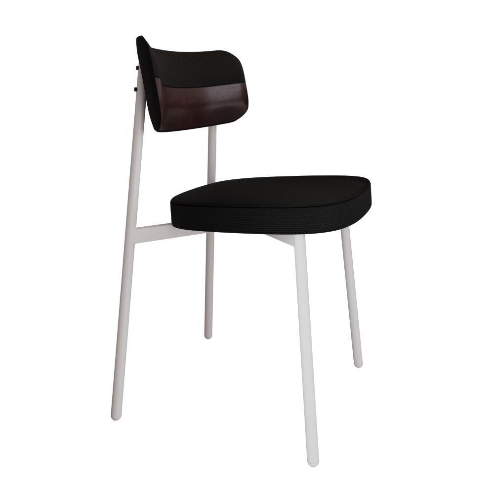 Cadeira Alloa Fixa C/4 Pés 50 X 44,7 X 83,8 Cm C/1 Un. Corriente Preto/courino Café Corriente Preto/courino Café - 1