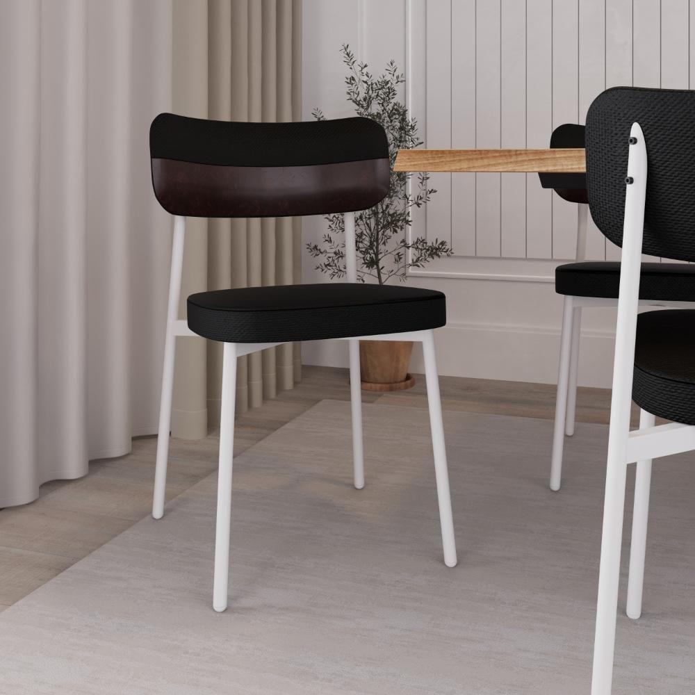 Cadeira Alloa Fixa C/4 Pés 50 X 44,7 X 83,8 Cm C/1 Un. Corriente Preto/courino Café Corriente Preto/courino Café - 2