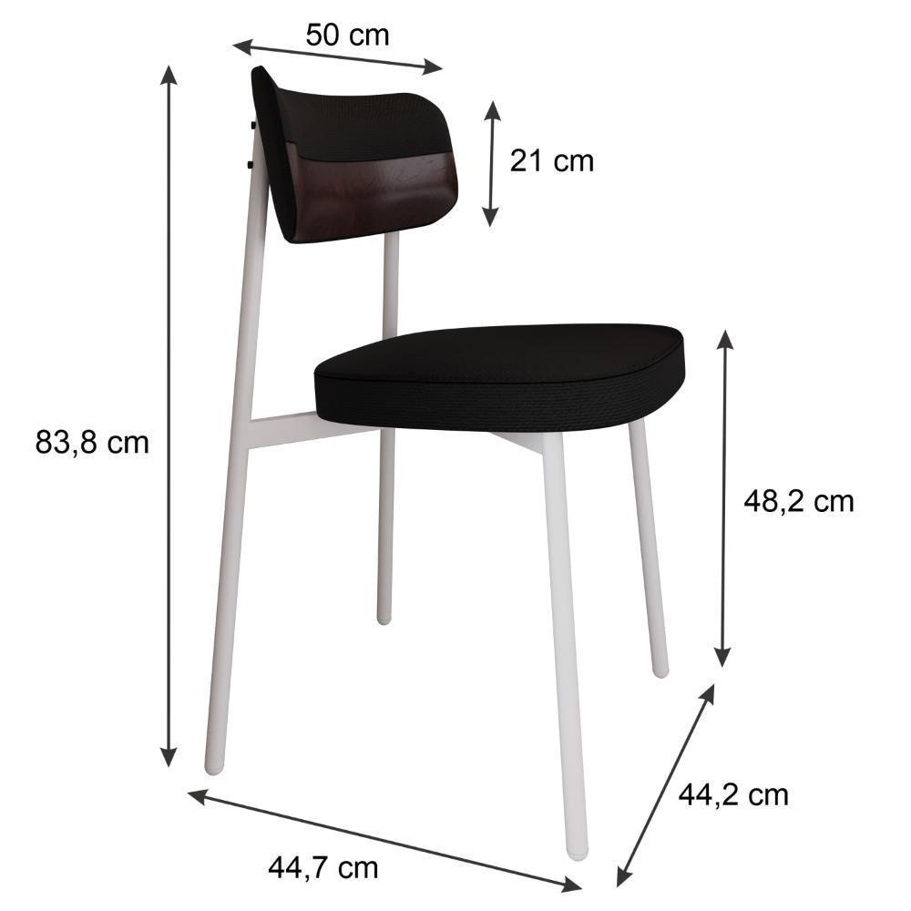 Cadeira Alloa Fixa C/4 Pés 50 X 44,7 X 83,8 Cm C/1 Un. Corriente Preto/courino Café Corriente Preto/courino Café - 6