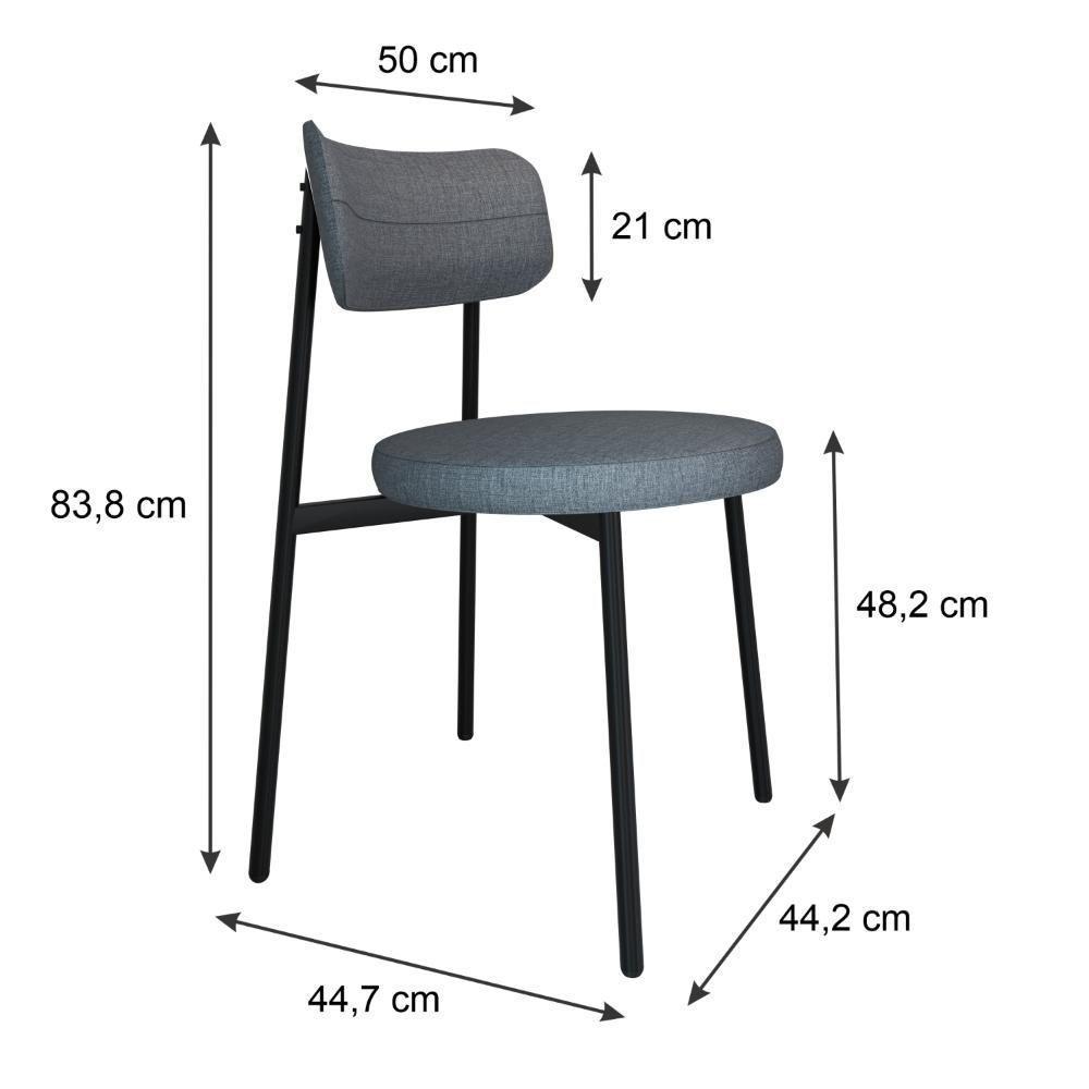 4 Unidades Cadeira Kyta Fixa C/4 Pés 50 X 44,7 X 83,8 Cm. Corriente Cinza Corriente Cinza - 6