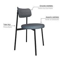 4 Unidades Cadeira Kyta Fixa C/4 Pés 50 X 44,7 X 83,8 Cm. Corriente Cinza Corriente Cinza - 3