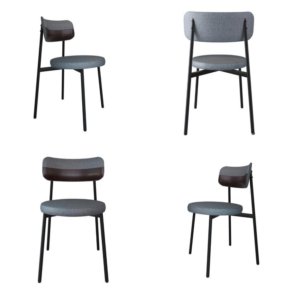 4 Unidades Cadeira Kyta Fixa C/4 Pés 50 X 44,7 X 83,8 Cm. Corriente Cinza/courino Café Corriente Cinza/courino Café - 1