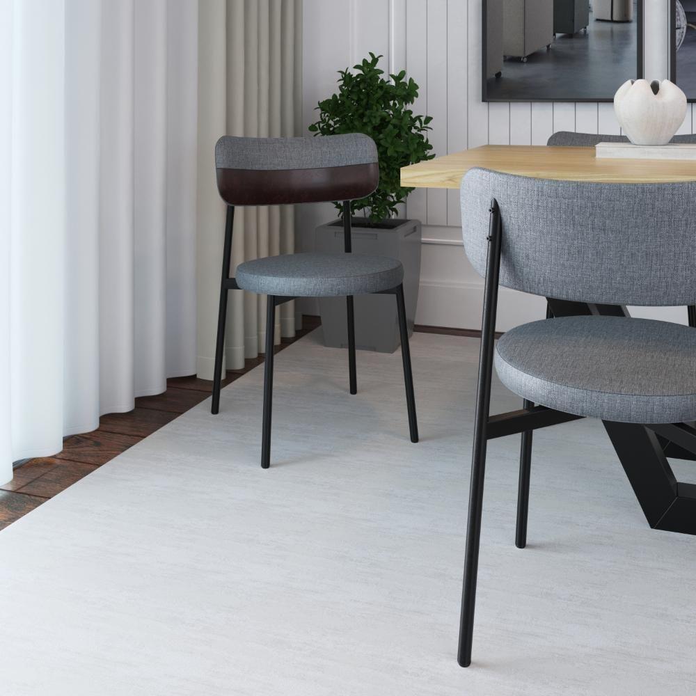 4 Unidades Cadeira Kyta Fixa C/4 Pés 50 X 44,7 X 83,8 Cm. Corriente Cinza/courino Café Corriente Cinza/courino Café - 2