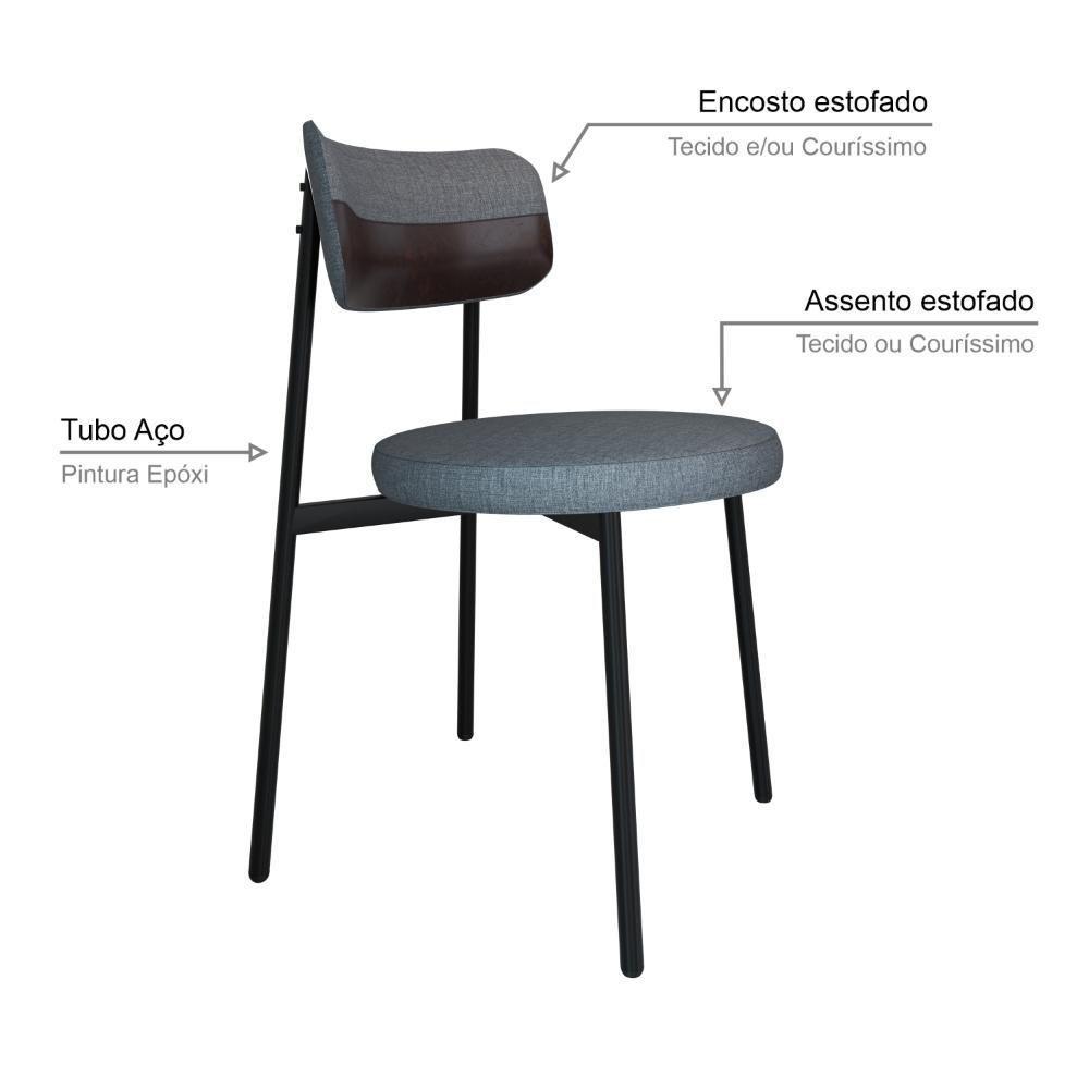 4 Unidades Cadeira Kyta Fixa C/4 Pés 50 X 44,7 X 83,8 Cm. Corriente Cinza/courino Café Corriente Cinza/courino Café - 3