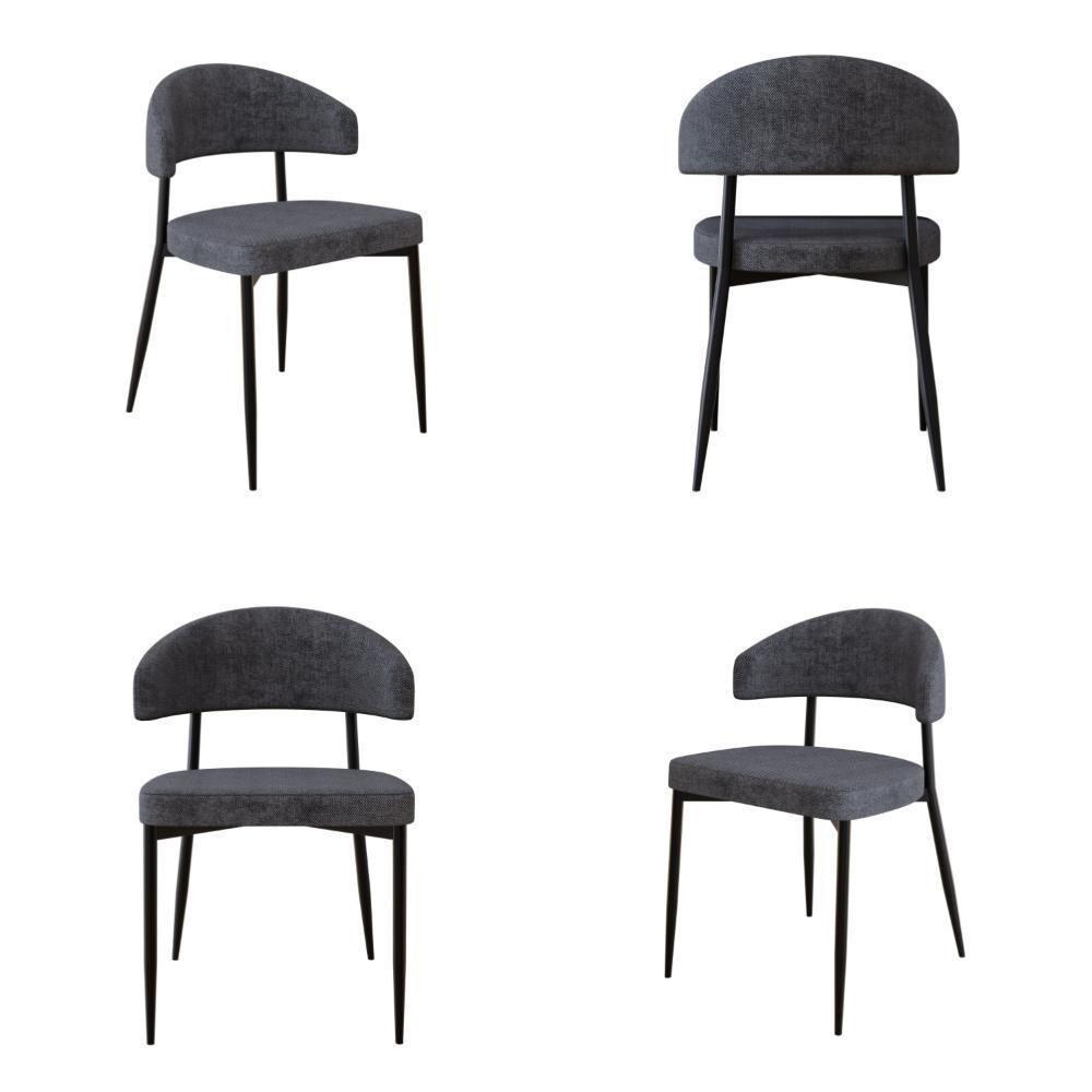 4 Unidades Cadeira Bless Fixa C/4 Pés 53 X 55 X 78cm. Lautrec Grafite Lautrec Grafite - 1