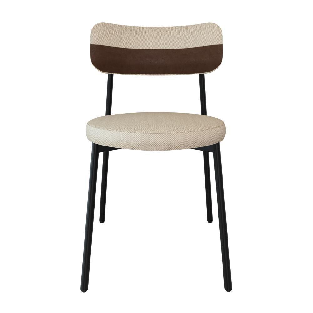 4 Unidades Cadeira Kyta Fixa C/4 Pés 50 X 44,7 X 83,8 Cm. Corriente Areiacourino Whisky Corriente Areia/courino Whisky - 4