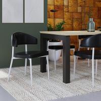 4 Unidades Cadeira Bless Fixa C/4 Pés 53 X 55 X 78cm Pés Brancos. Courino Preto Courino Preto - 2
