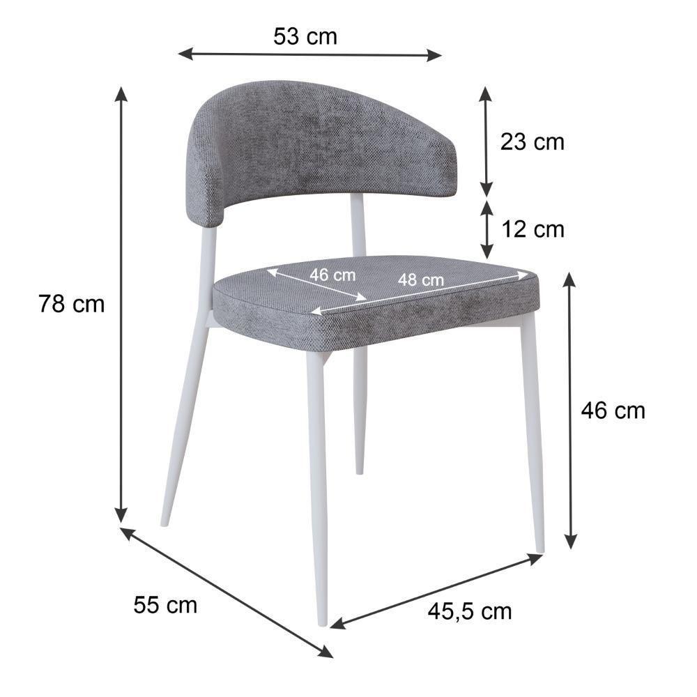 4 Unidades Cadeira Bless Fixa C/4 Pés 53 X 55 X 78cm Pés Brancos. Lautrec Cinza Lautrec Cinza - 6