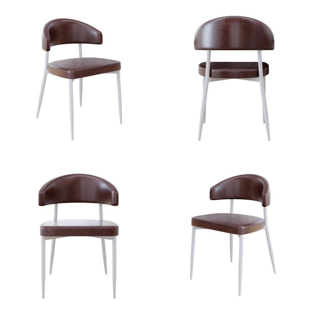 4 Unidades Cadeira Bless Fixa C/4 Pés 53 X 55 X 78cm Pés Brancos. Courino Café Courino Café - 1