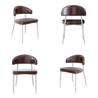 4 Unidades Cadeira Bless Fixa C/4 Pés 53 X 55 X 78cm Pés Brancos. Courino Café Courino Café - 1