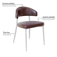 4 Unidades Cadeira Bless Fixa C/4 Pés 53 X 55 X 78cm Pés Brancos. Courino Café Courino Café - 3