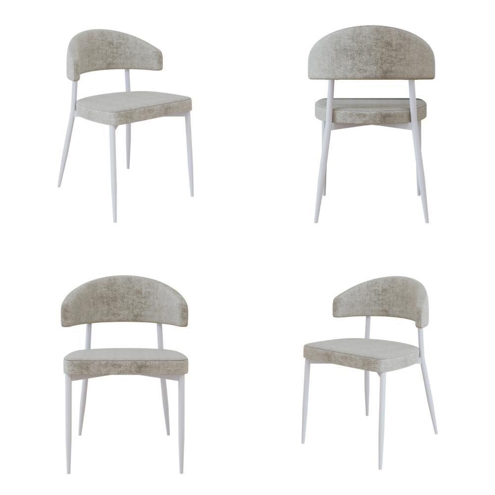 4 Unidades Cadeira Bless Fixa C/4 Pés 53 X 55 X 78cm Pés Brancos. Lautrec Off White Lautrec Off White - 1
