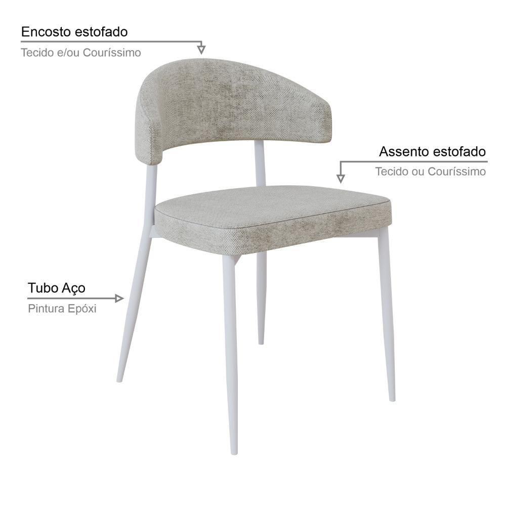 4 Unidades Cadeira Bless Fixa C/4 Pés 53 X 55 X 78cm Pés Brancos. Lautrec Off White Lautrec Off White - 3