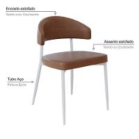Cadeira Bless Fixa C/4 Pés 53 X 55 X 78cm Pés Brancos. Courino Whisky Courino Whisky - 3