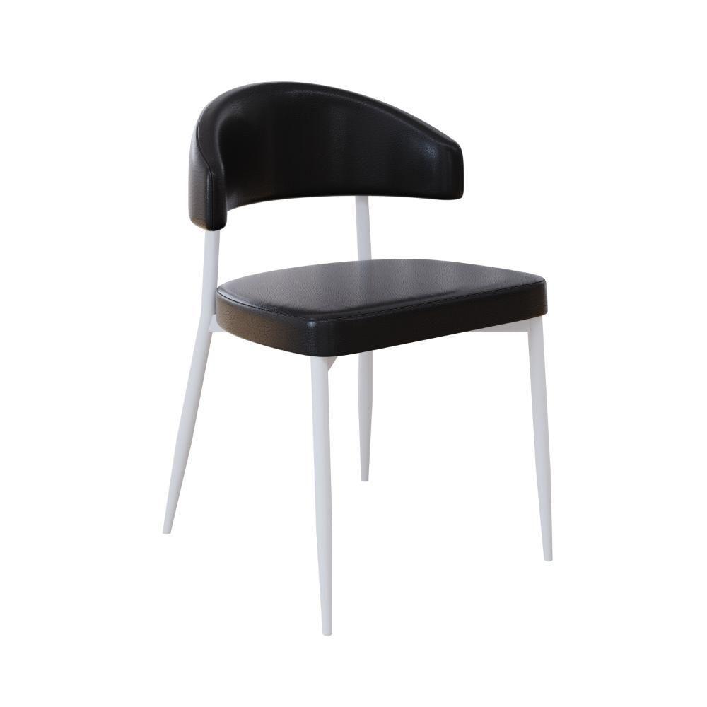 Cadeira Bless Fixa C/4 Pés 53 X 55 X 78cm Pés Brancos. Courino Preto Courino Preto - 1