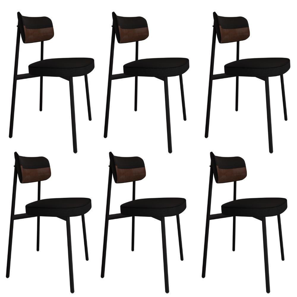 Cadeira Alloa Fixa C/4 Pés 50 X 44,7 X 83,8 Cm C/6 Un. Corriente Preto/courino Whisky Corriente Preto/courino Whisky - 1