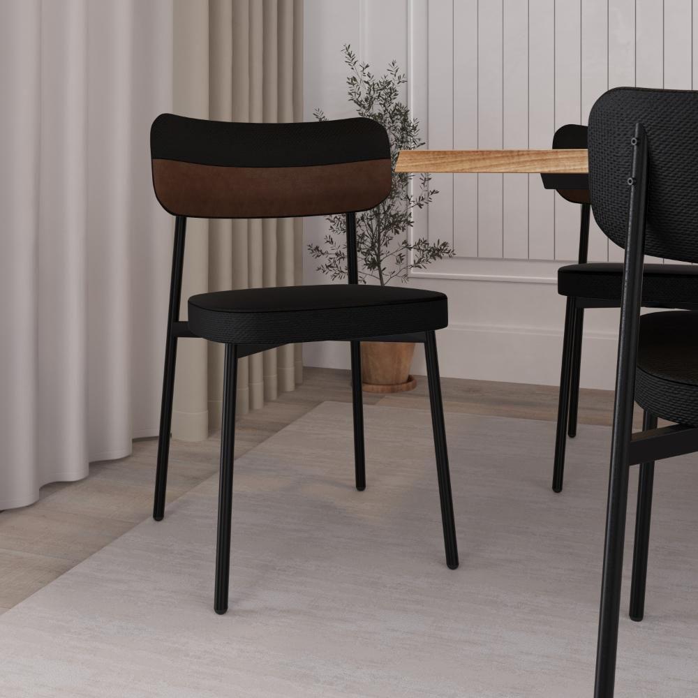 Cadeira Alloa Fixa C/4 Pés 50 X 44,7 X 83,8 Cm C/6 Un. Corriente Preto/courino Whisky Corriente Preto/courino Whisky - 3