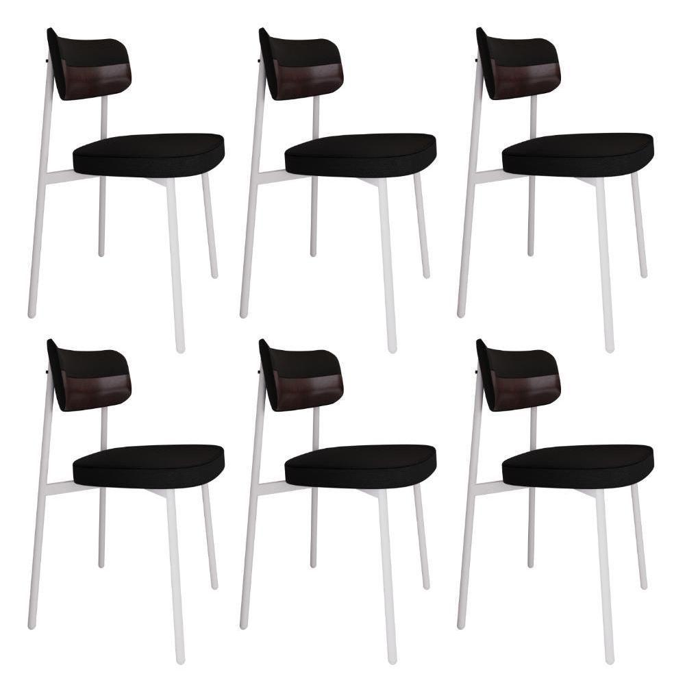 Cadeira Alloa Fixa C/4 Pés 50 X 44,7 X 83,8 Cm C/6 Un. Corriente Preto/courino Café Corriente Preto/courino Café - 1