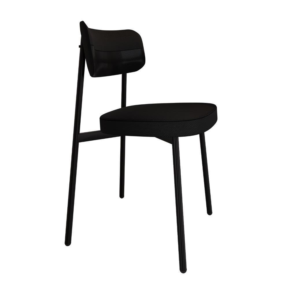 Cadeira Alloa Fixa C/4 Pés 50 X 44,7 X 83,8 Cm C/4 Un. Corriente Preto/courino Preto Corriente Preto/courino Preto - 2