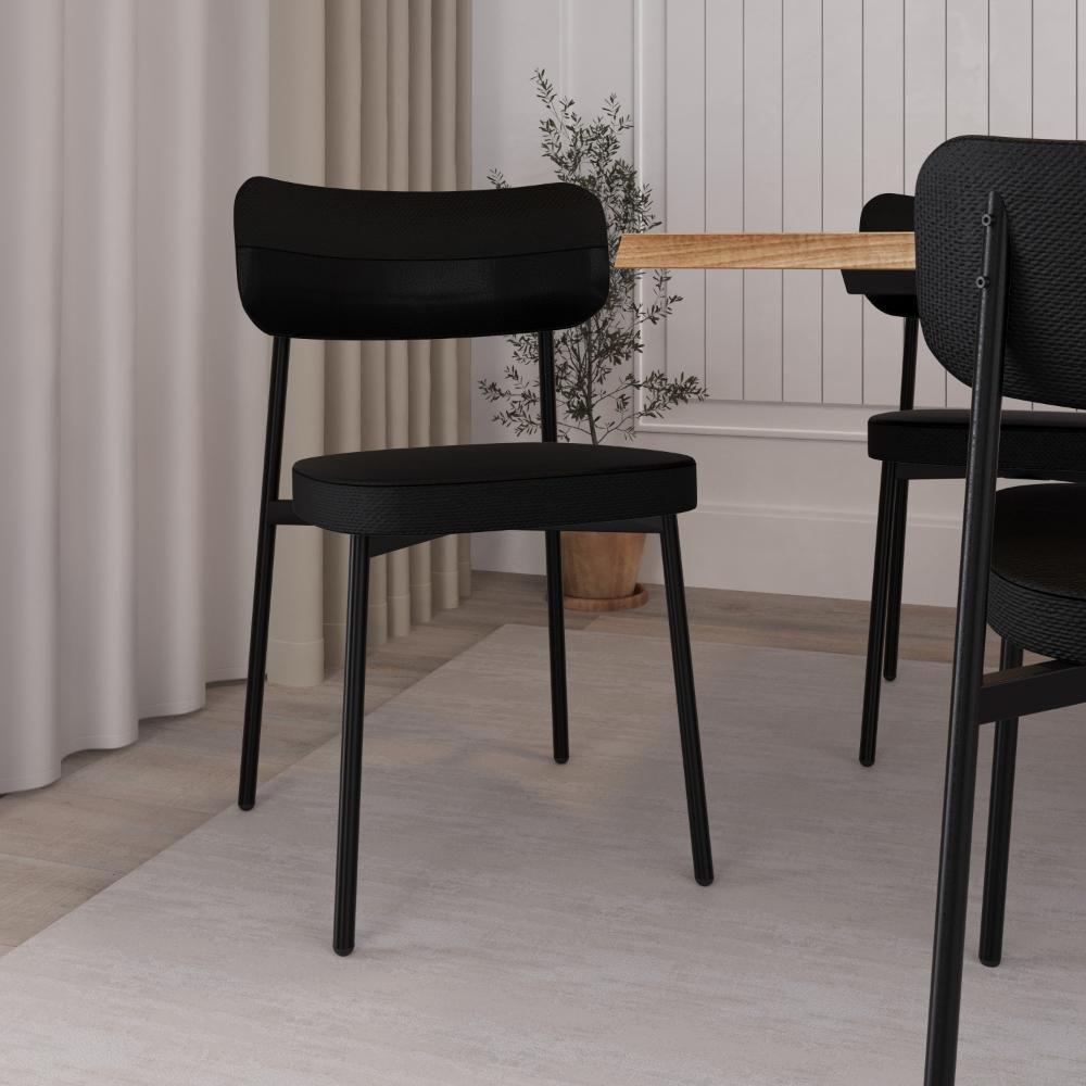 Cadeira Alloa Fixa C/4 Pés 50 X 44,7 X 83,8 Cm C/4 Un. Corriente Preto/courino Preto Corriente Preto/courino Preto - 3