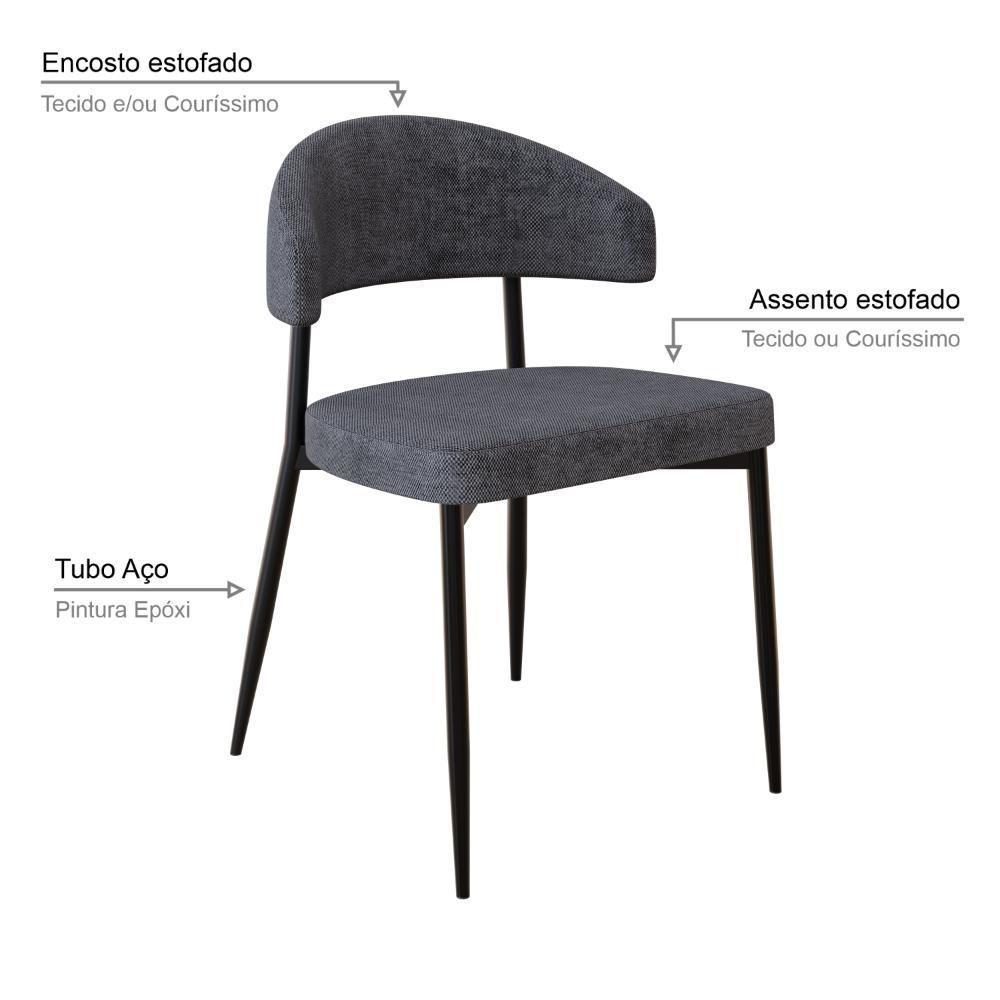 Cadeira Bless Fixa C/4 Pés 53 X 55 X 78cm. Lautrec Grafite Lautrec Grafite - 3