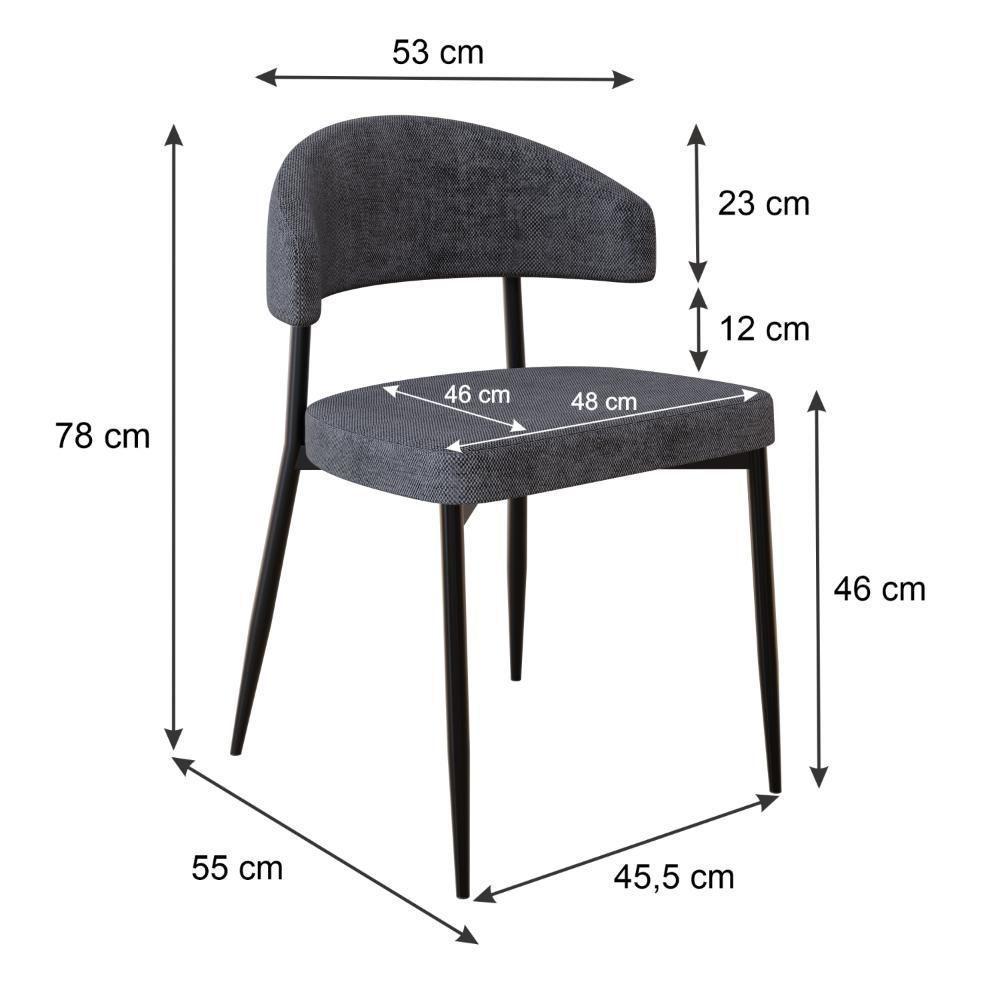 Cadeira Bless Fixa C/4 Pés 53 X 55 X 78cm. Lautrec Grafite Lautrec Grafite - 6