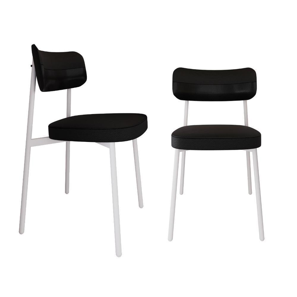 Cadeira Alloa Fixa C/4 Pés 50 X 44,7 X 83,8 Cm C/2 Un. Corriente Preto/courino Preto Corriente Preto/courino Preto - 1