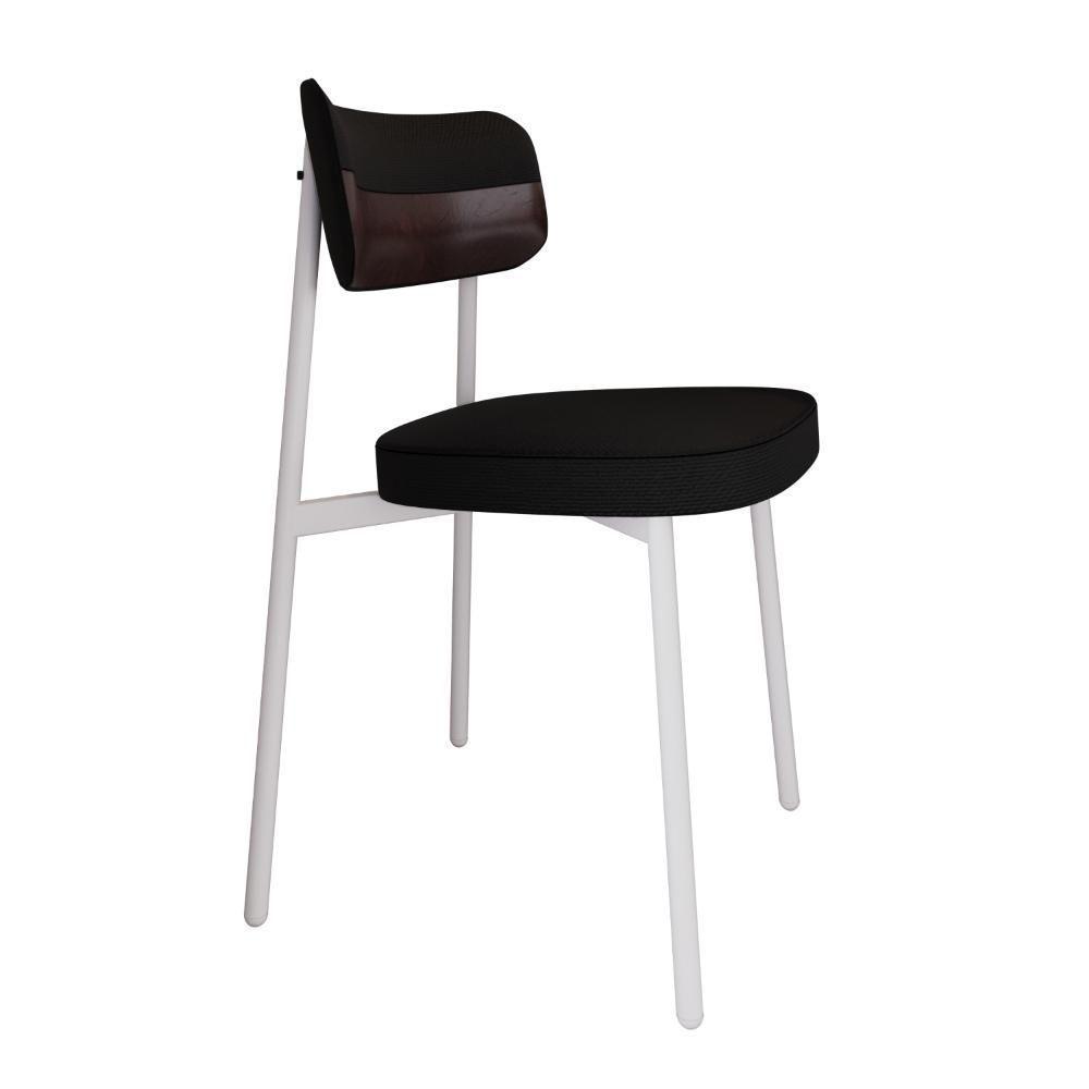 Cadeira Alloa Fixa C/4 Pés 50 X 44,7 X 83,8 Cm C/2 Un. Corriente Preto/courino Café Corriente Preto/courino Café - 2