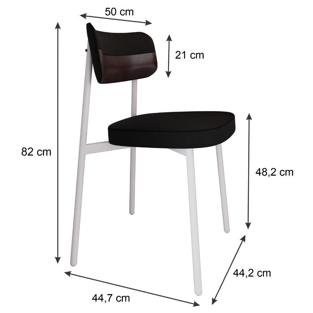 Cadeira Alloa Fixa C/4 Pés 50 X 44,7 X 83,8 Cm C/2 Un. Corriente Preto/courino Café Corriente Preto/courino Café - 3