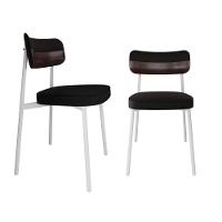 Cadeira Alloa Fixa C/4 Pés 50 X 44,7 X 83,8 Cm C/2 Un. Corriente Preto/courino Café Corriente Preto/courino Café - 1