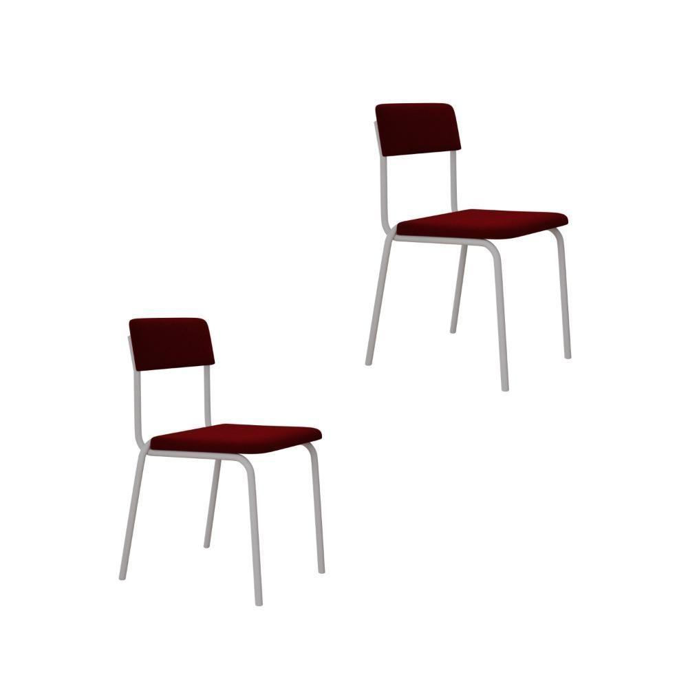 Cadeira Fit Fixa C/4 Pes 475 X 505 X 810 Mm C/2 Un Pés Brancos. Vermelho Vin. Vermelho Vinho - 1