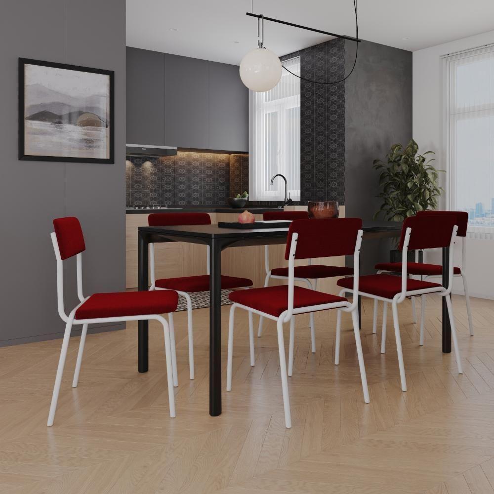 Cadeira Fit Fixa C/4 Pes 475 X 505 X 810 Mm C/2 Un Pés Brancos. Vermelho Vin. Vermelho Vinho - 2