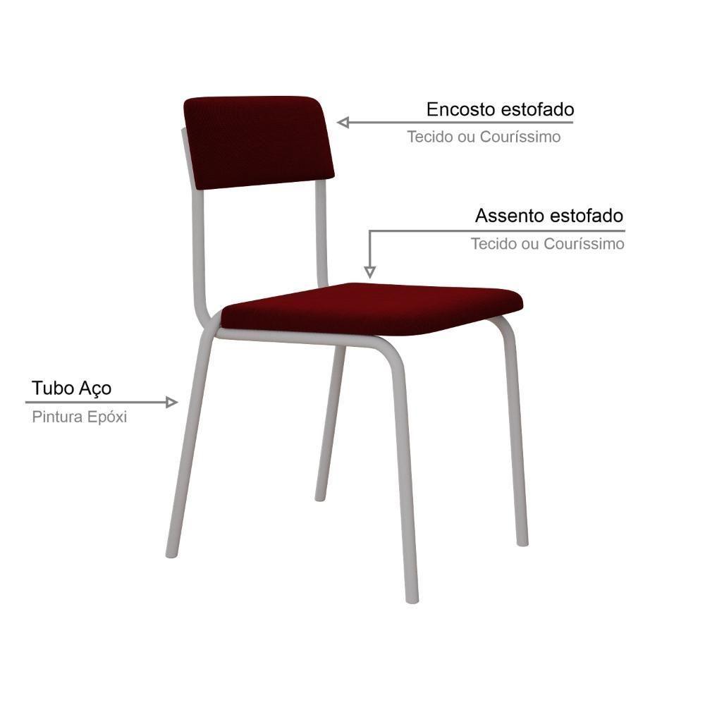 Cadeira Fit Fixa C/4 Pes 475 X 505 X 810 Mm C/2 Un Pés Brancos. Vermelho Vin. Vermelho Vinho - 3