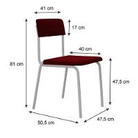 Cadeira Fit Fixa C/4 Pes 475 X 505 X 810 Mm C/2 Un Pés Brancos. Vermelho Vin. Vermelho Vinho - 6