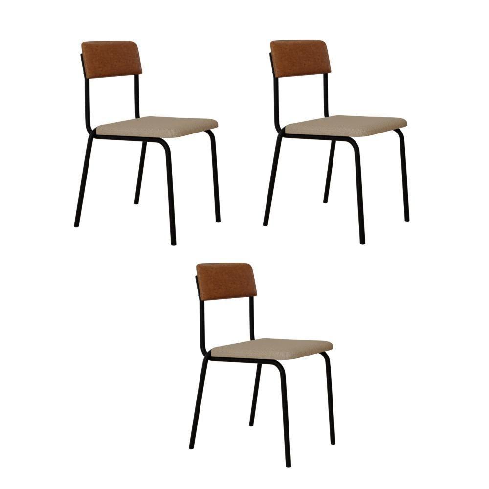 Cadeira Fit Fixa C/4 Pes 475 X 505 X 810 Mm C/3 Un. Crt.areia/courino Caramelo Crt Areia/courino Caramelo - 1