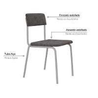 Cadeira Fit Fixa C/4 Pes 475 X 505 X 810 Mm C/2 Un Pés Brancos. Nevoa Nevoa - 2