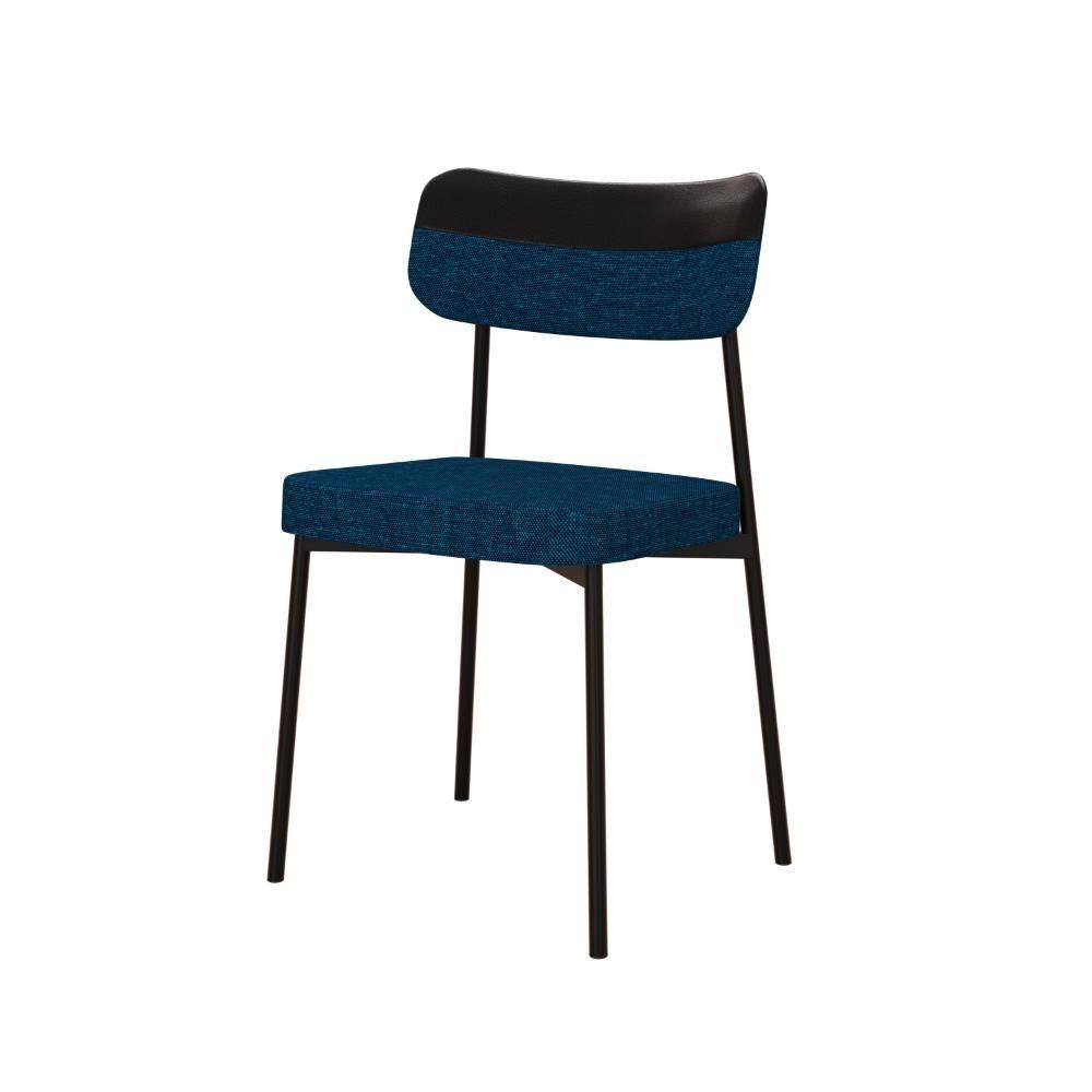 Cadeira Mynna Fixa C/4 Pes 525 X 470 X 790 Mm C/1 Un. Crt.azul/courino Preto Corriente Azul/courino Preto - 1