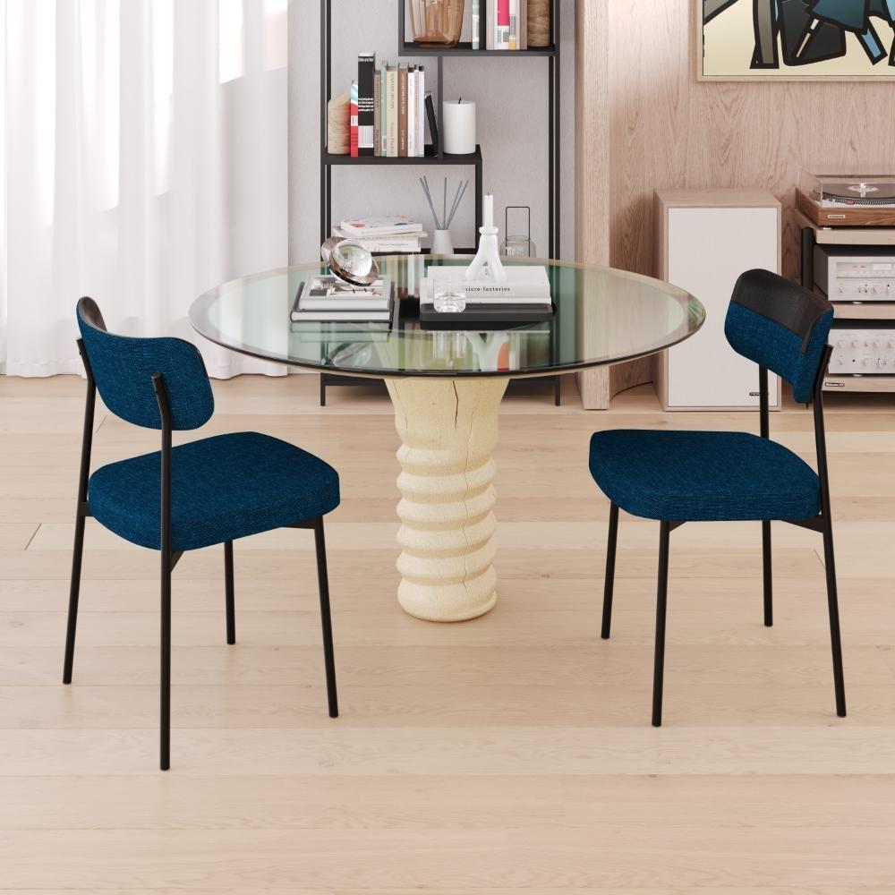 Cadeira Mynna Fixa C/4 Pes 525 X 470 X 790 Mm C/1 Un. Crt.azul/courino Preto Corriente Azul/courino Preto - 2