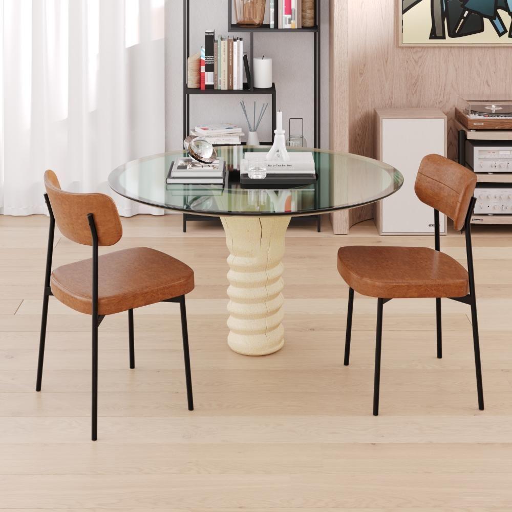 Cadeira Mynna Fixa C/4 Pes 525 X 470 X 790 Mm C/1 Un. Courino Caramelo Courino Caramelo - 2